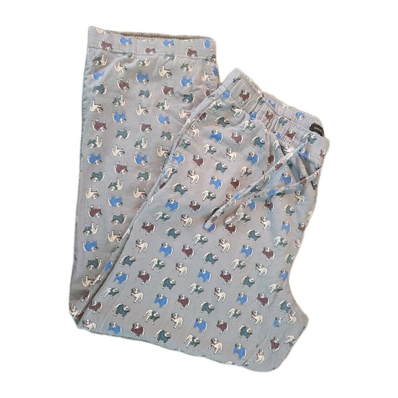 Banana Republic Pajama Lounge Pants‎ Pug Dog Printed 100% Cotton Men's L - Picture 1 of 7